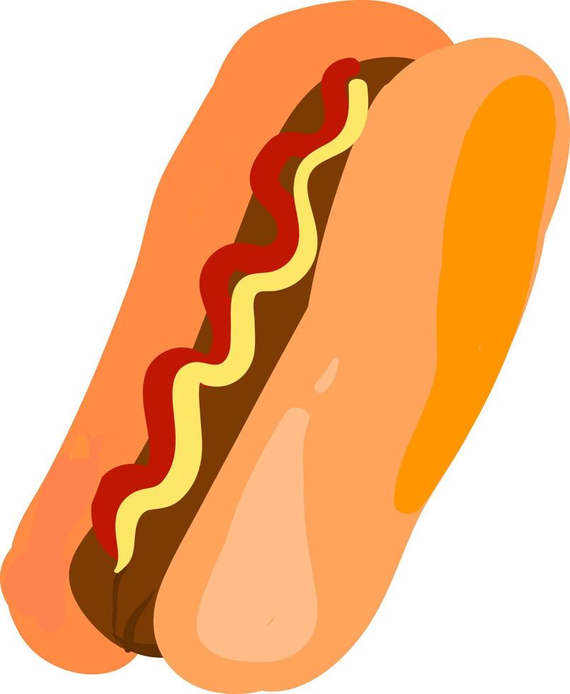 flacher Hotdog, Illustration, Vektor auf weißem Hintergrund.