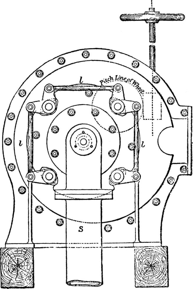 Reaktionsturbine, Vintage-Illustration. vektor