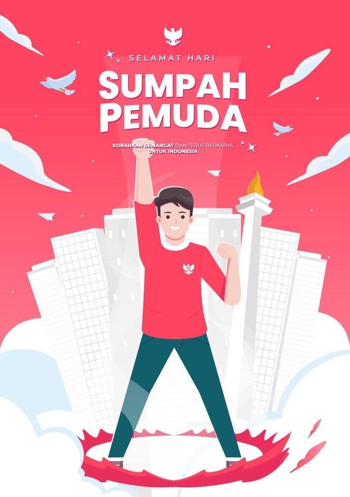 selamat hari sumpah pemuda betyder Lycklig indonesiska ungdom lova. vektor