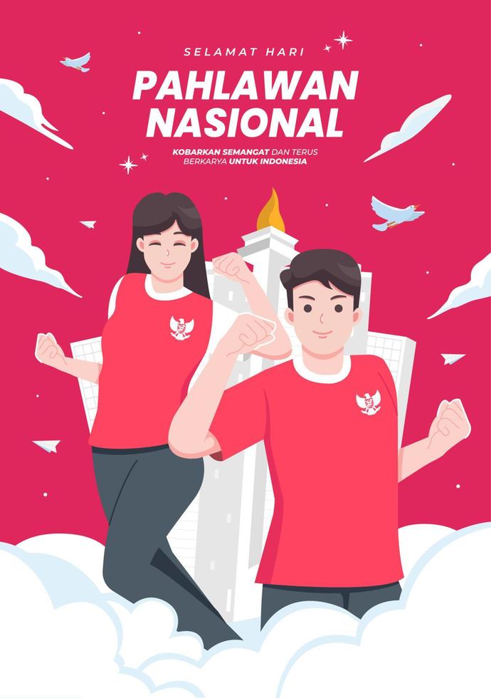 selamat hari pahlawan nasional bedeutet glücklicher indonesischer nationalheldentag vektor