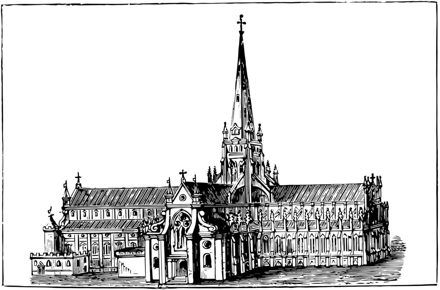 alte str. pauls kathedrale vintage illustration. vektor