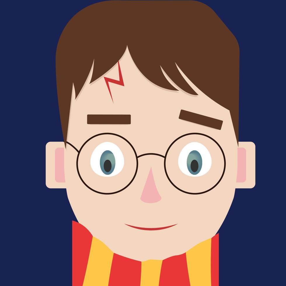 Harry Potter, Illustration, Vektor auf weißem Hintergrund.