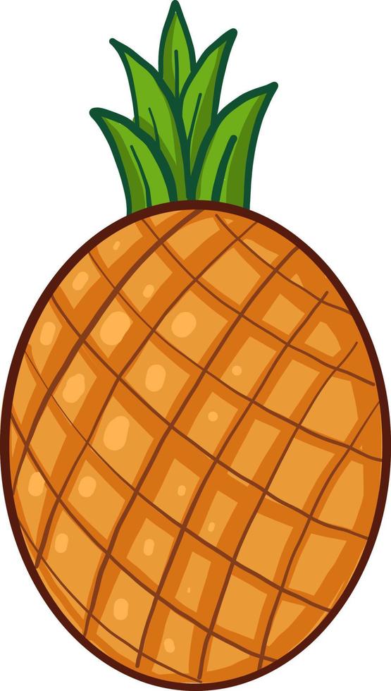 färsk ananas, illustration, vektor på vit bakgrund.