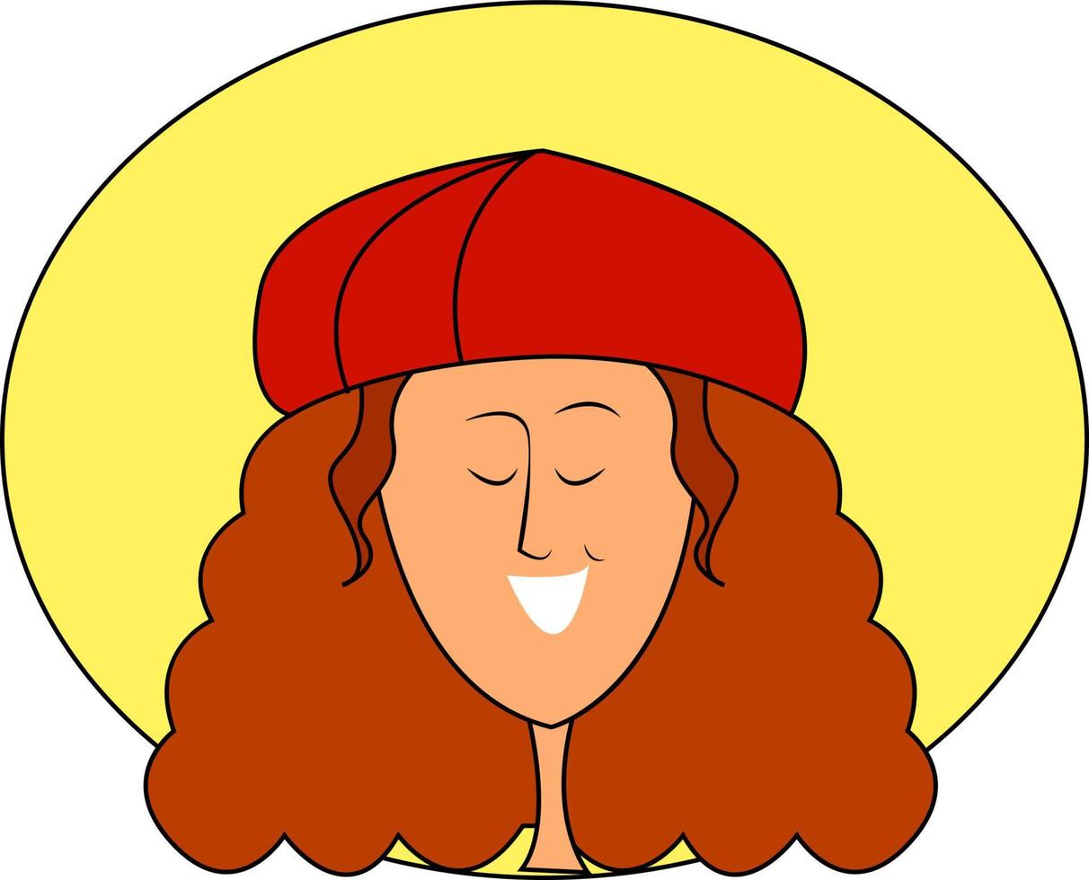 flicka med röd hatt, illustration, vektor på vit bakgrund