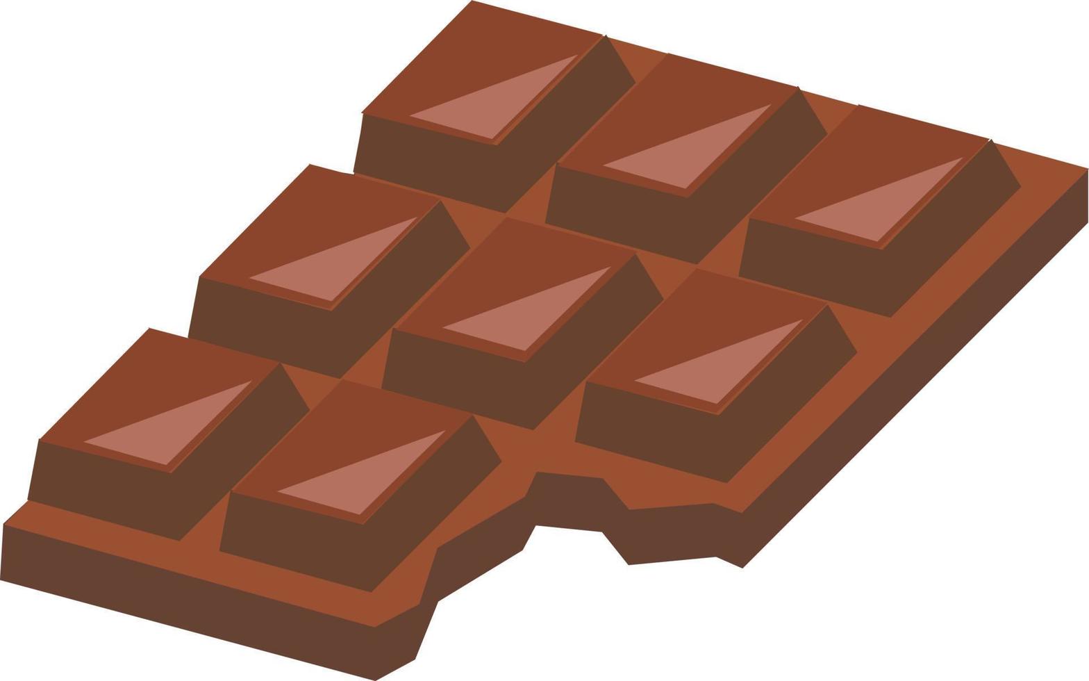 gegessene Schokolade, Illustration, Vektor auf weißem Hintergrund.