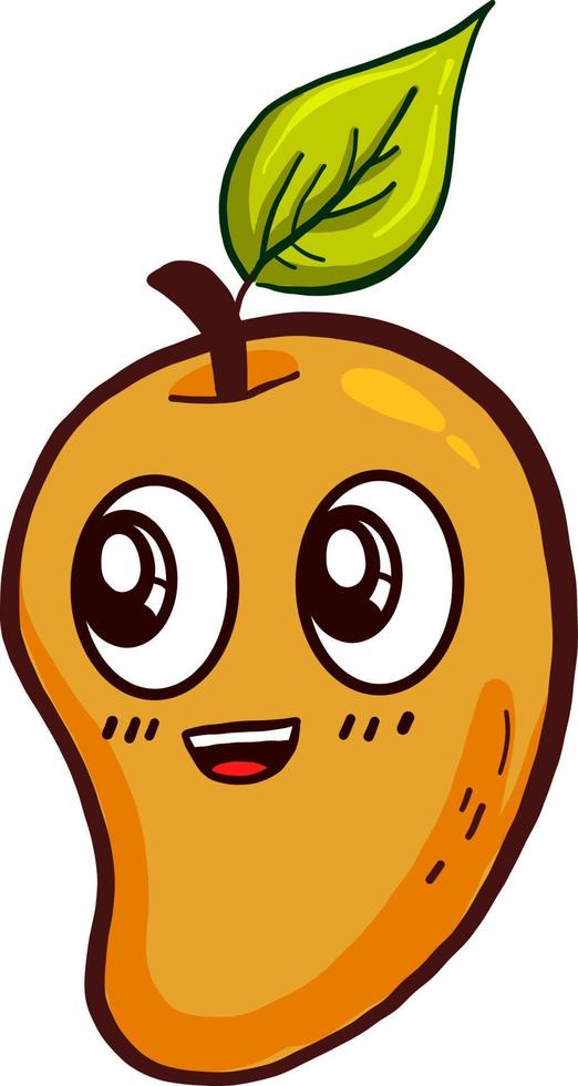 Lycklig mango , illustration, vektor på vit bakgrund