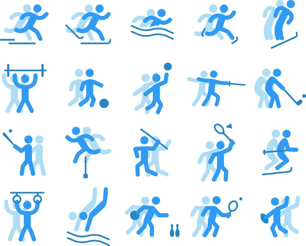 sporter ikon packa, illustration, vektor, på en vit bakgrund. vektor