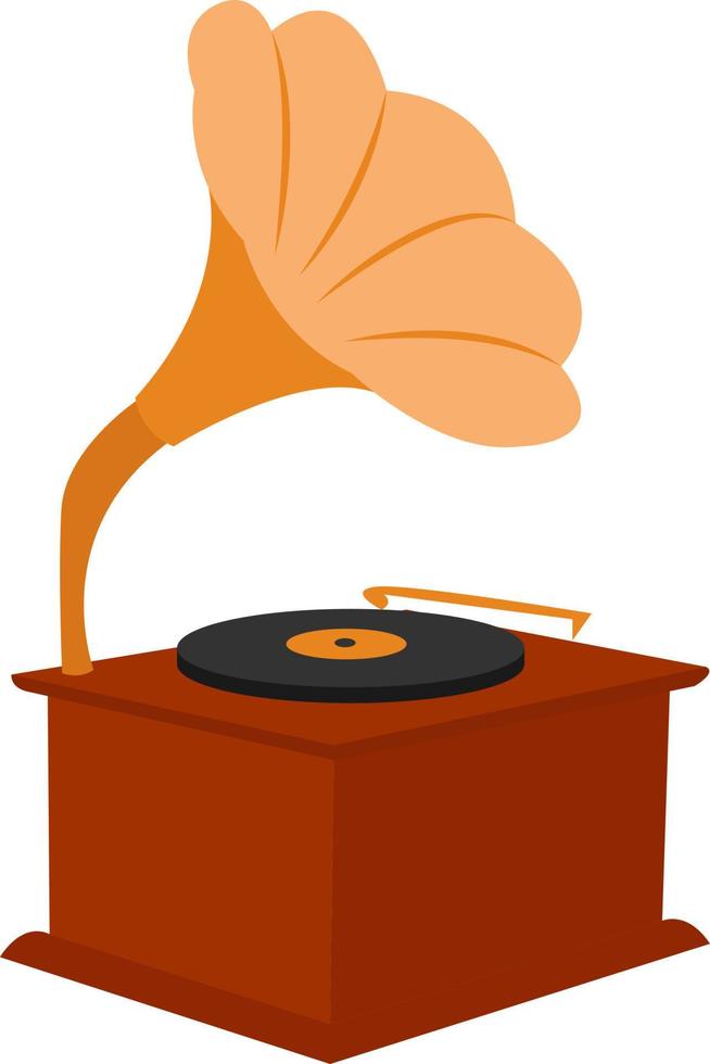 Goldenes Grammophon, Illustration, Vektor auf weißem Hintergrund.