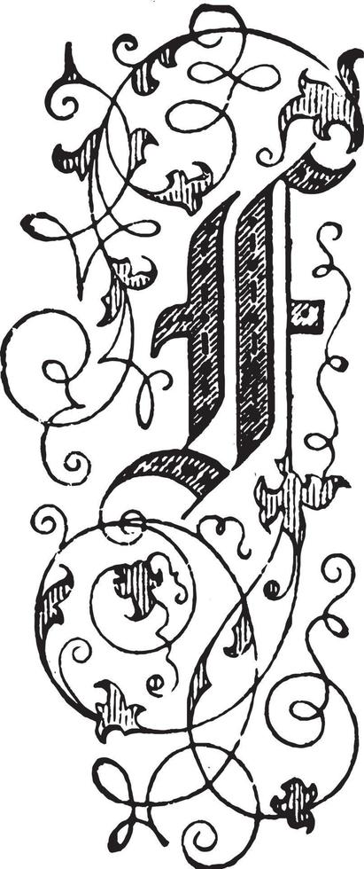f, blommig brev, årgång illustration vektor