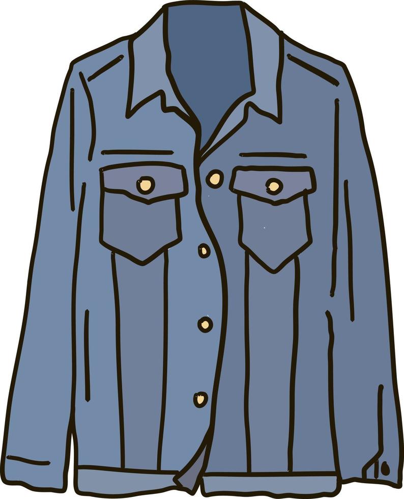 Jeansjacke, Illustration, Vektor auf weißem Hintergrund.