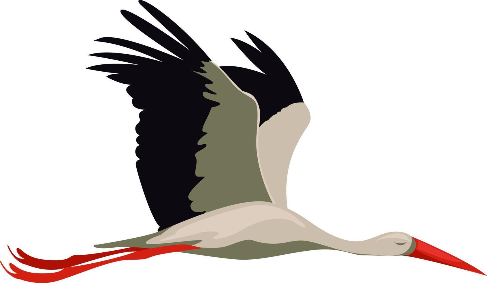 Fliegender Storch, Illustration, Vektor auf weißem Hintergrund