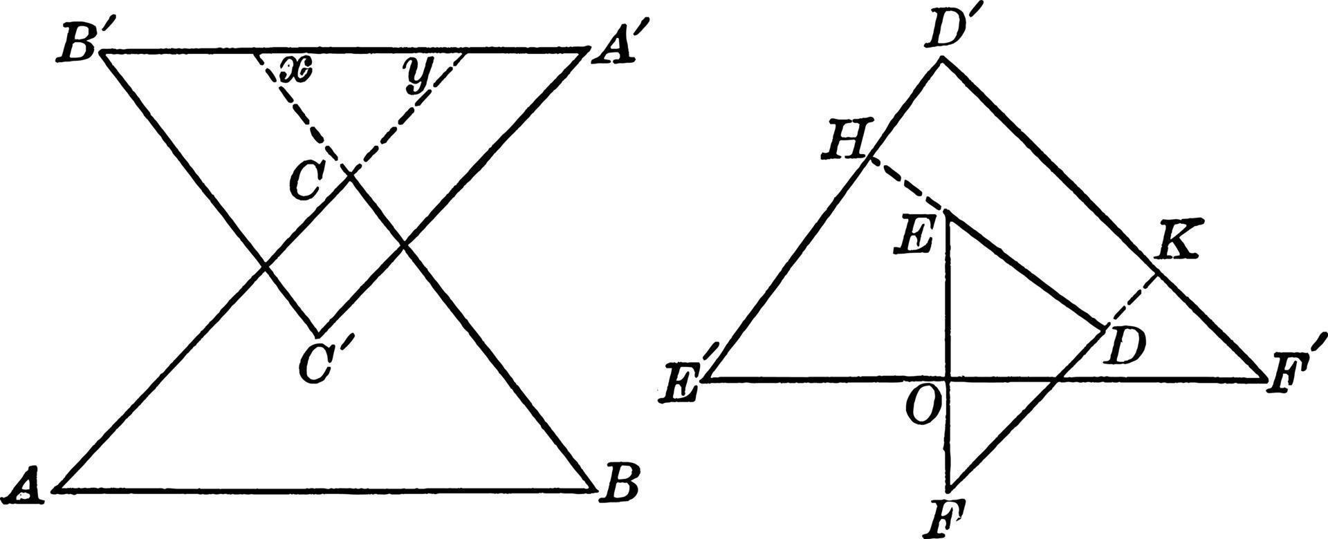 två trianglar av parallell sidor, årgång illustration. vektor