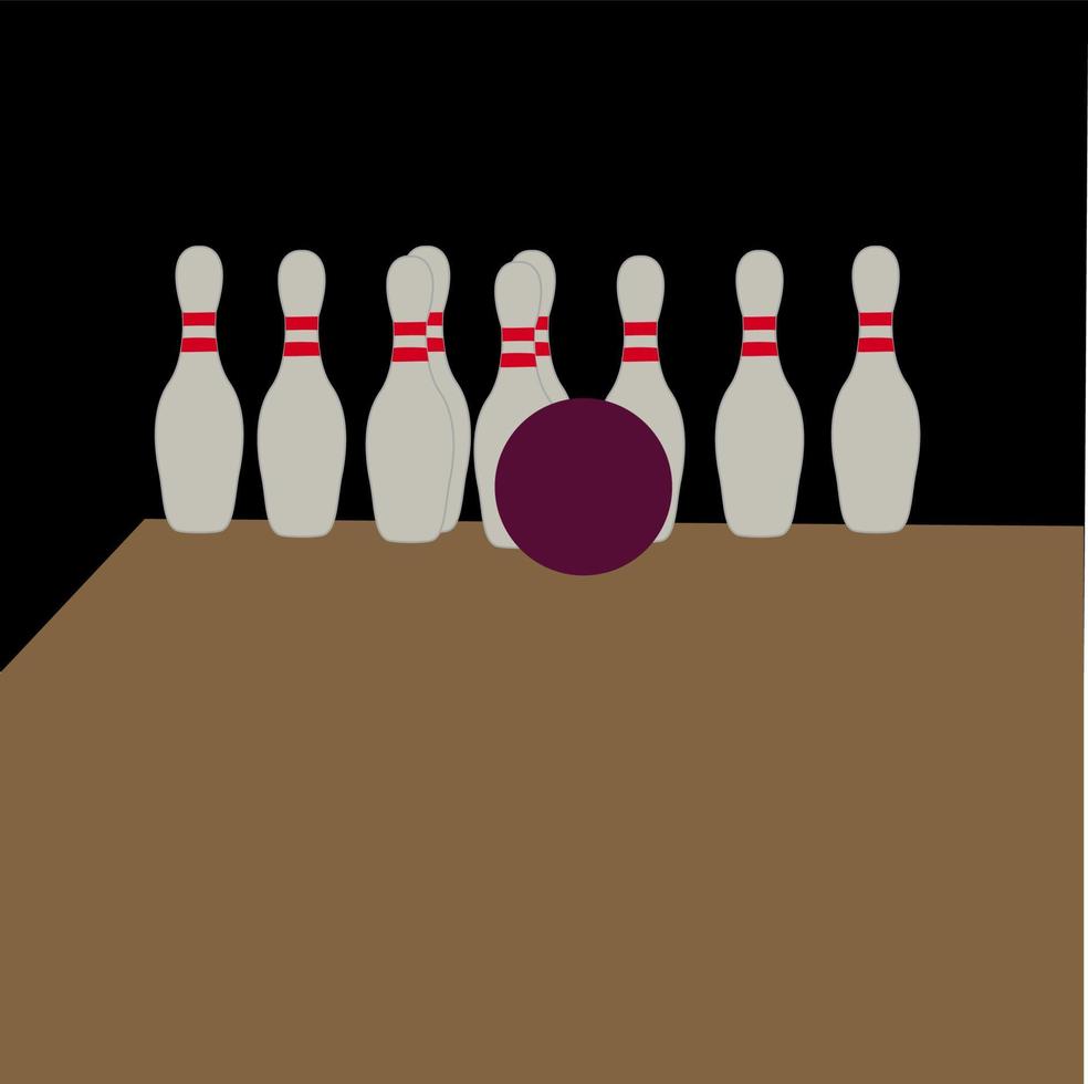 Bowling, Illustration, Vektor auf weißem Hintergrund.