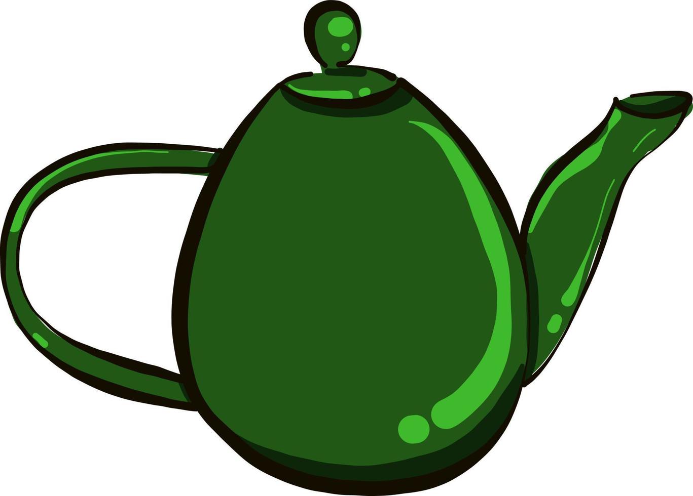 grüner Wasserkocher, Illustration, Vektor auf weißem Hintergrund
