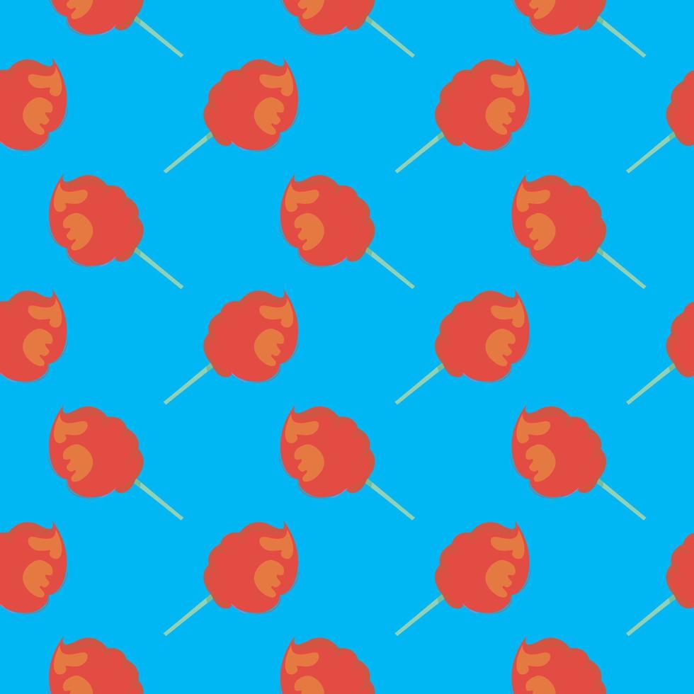 rote Zuckerwatte, nahtloses Muster auf hellblauem Hintergrund. vektor