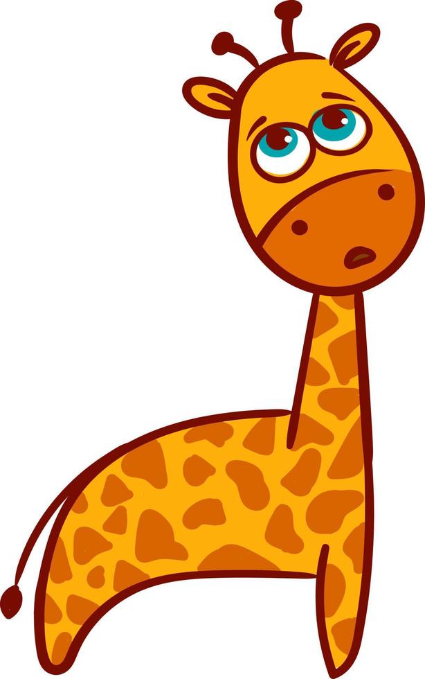 verängstigte Giraffe, Illustration, Vektor auf weißem Hintergrund
