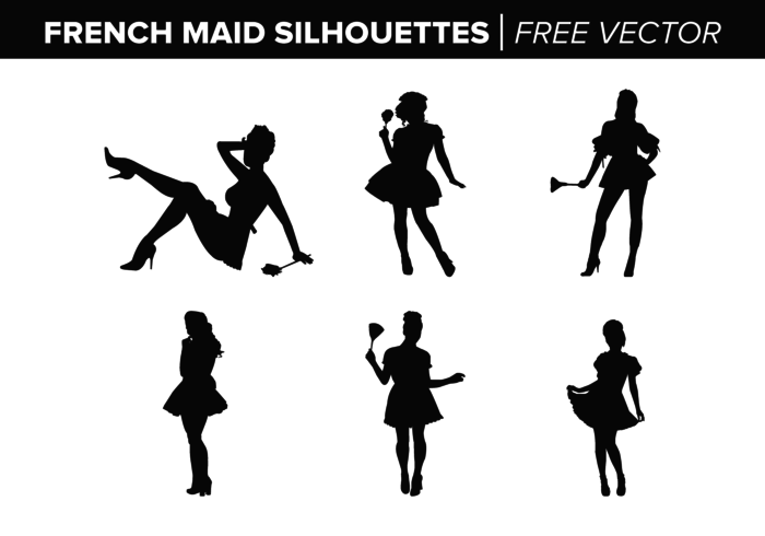 Französisch Maid Silhouetten Free Vector
