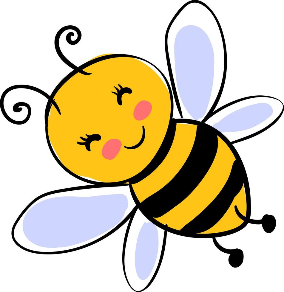 süße kleine Biene, Illustration, Vektor auf weißem Hintergrund.