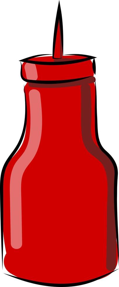 große Ketchupflasche, Illustration, Vektor auf weißem Hintergrund.