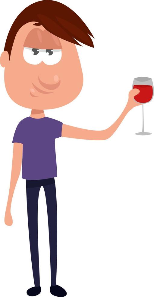 Mann trinkt Wein, Illustration, Vektor auf weißem Hintergrund