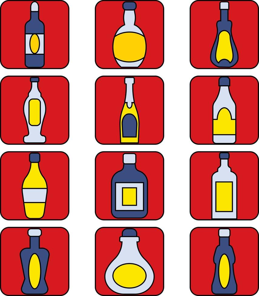 alkoholische Flaschen, Illustration, Vektor, auf weißem Hintergrund. vektor