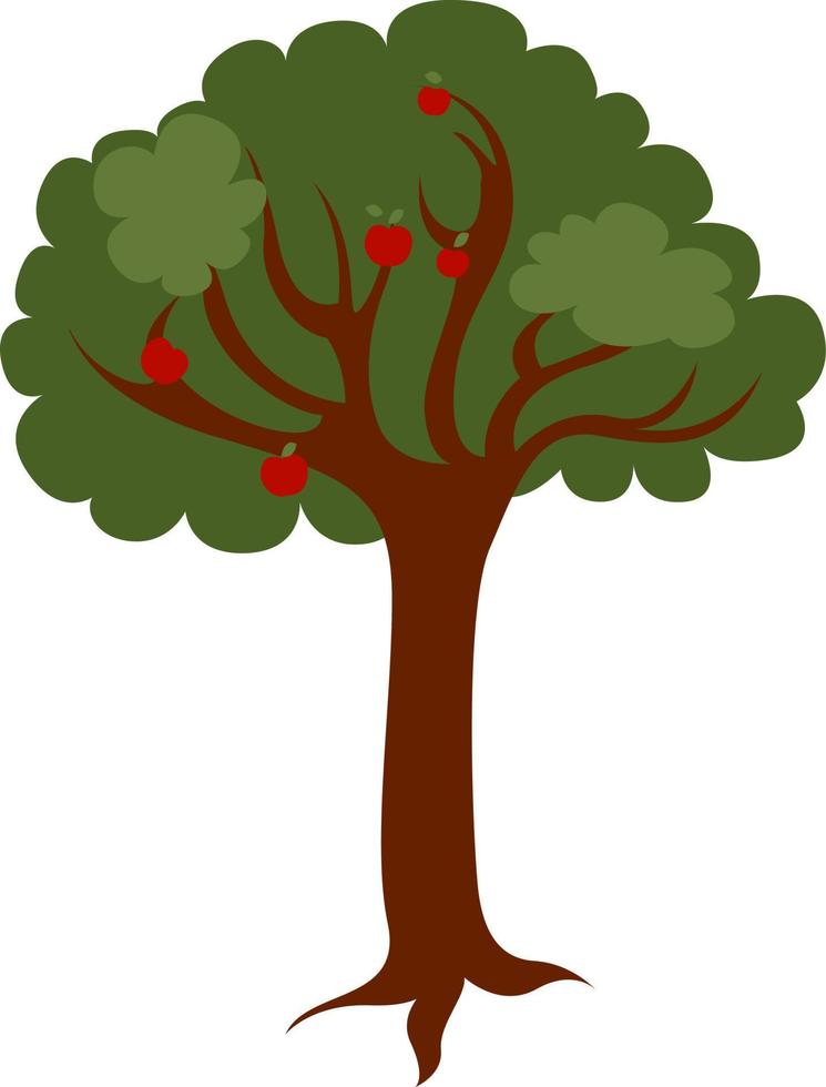 Apfelbaum, Illustration, Vektor auf weißem Hintergrund.