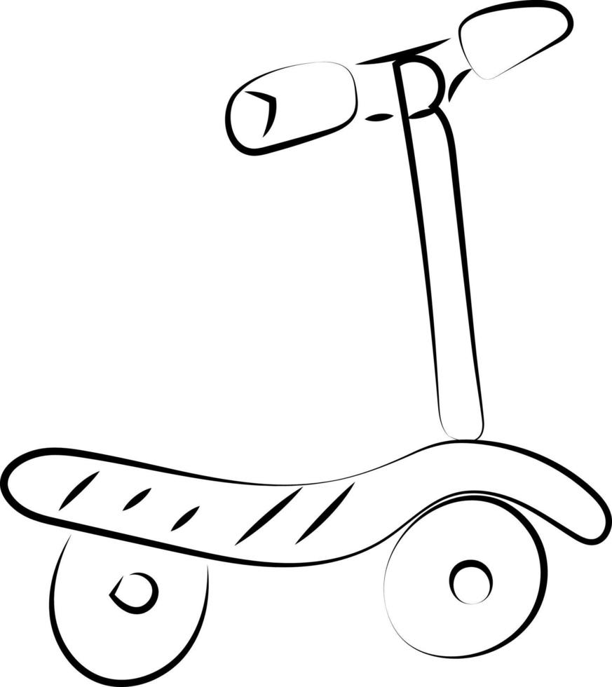Scooter-Zeichnung, Illustration, Vektor auf weißem Hintergrund.