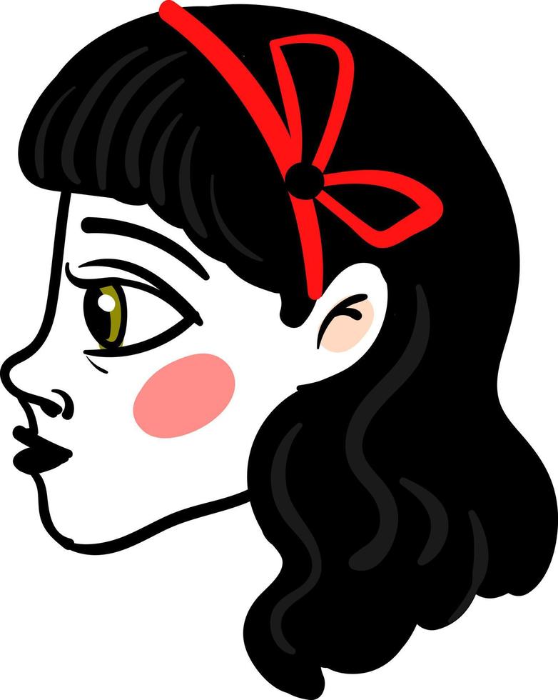 flicka med svart hår, illustration, vektor på vit bakgrund