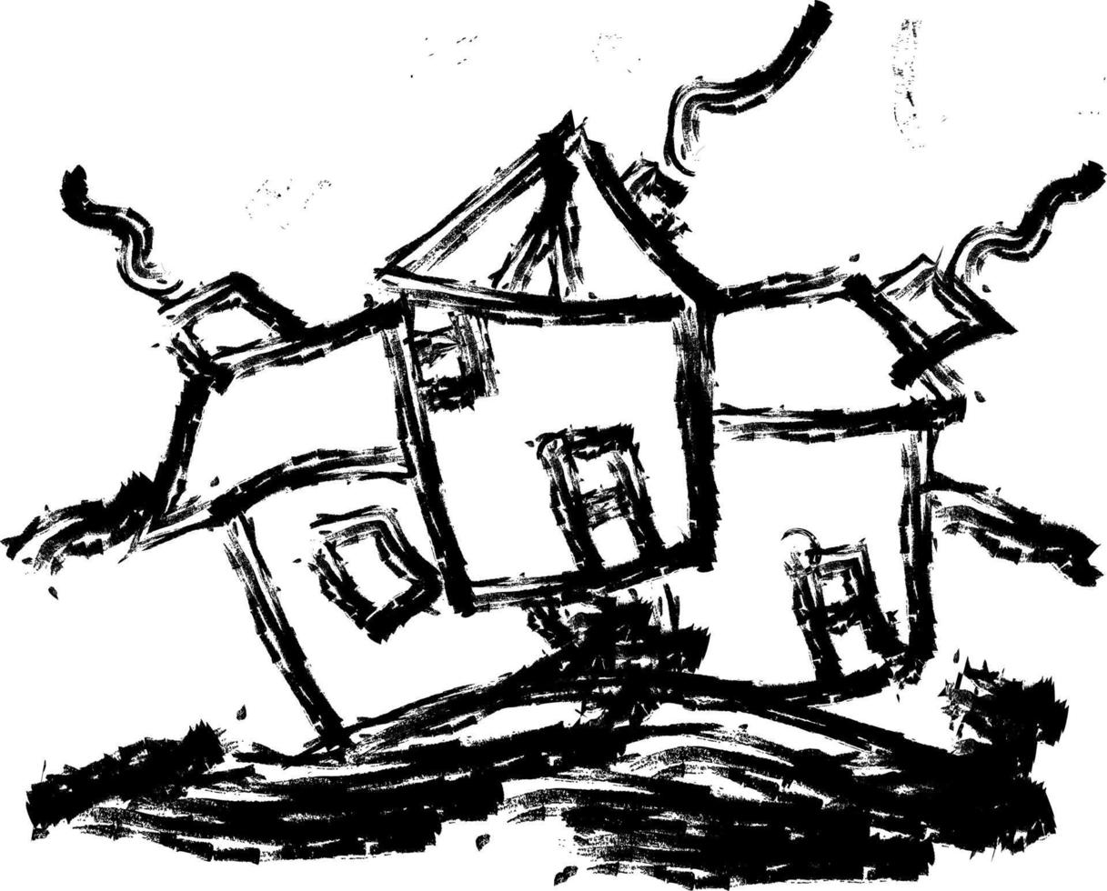 hus teckning, illustration, vektor på vit bakgrund.