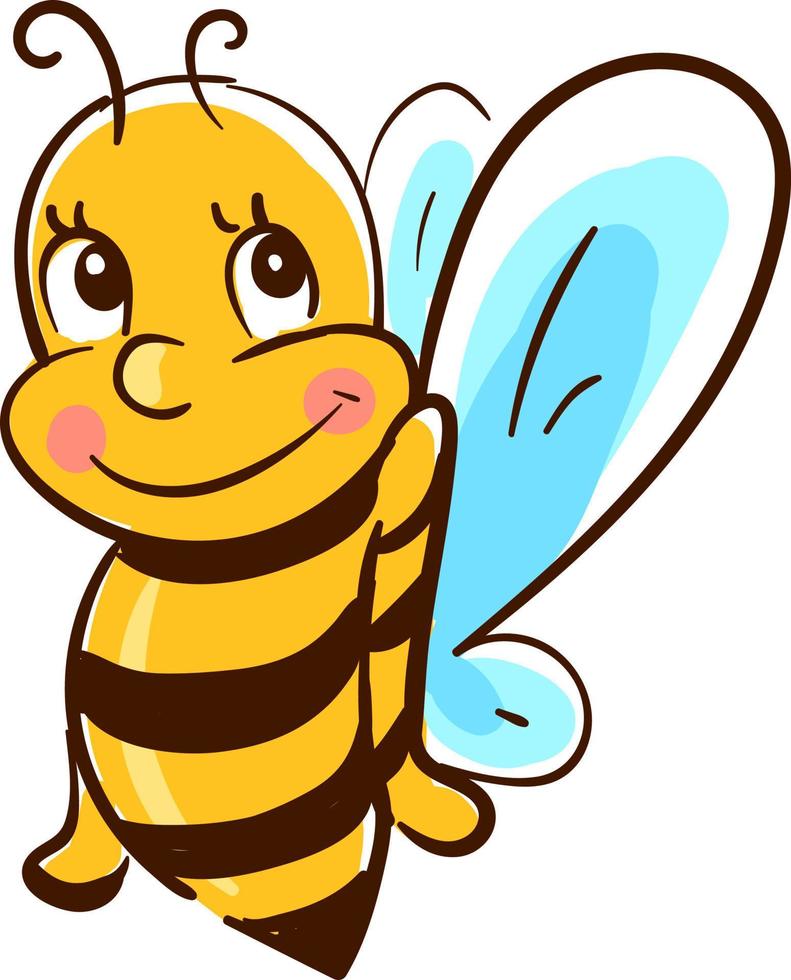 süße Biene, Illustration, Vektor auf weißem Hintergrund.