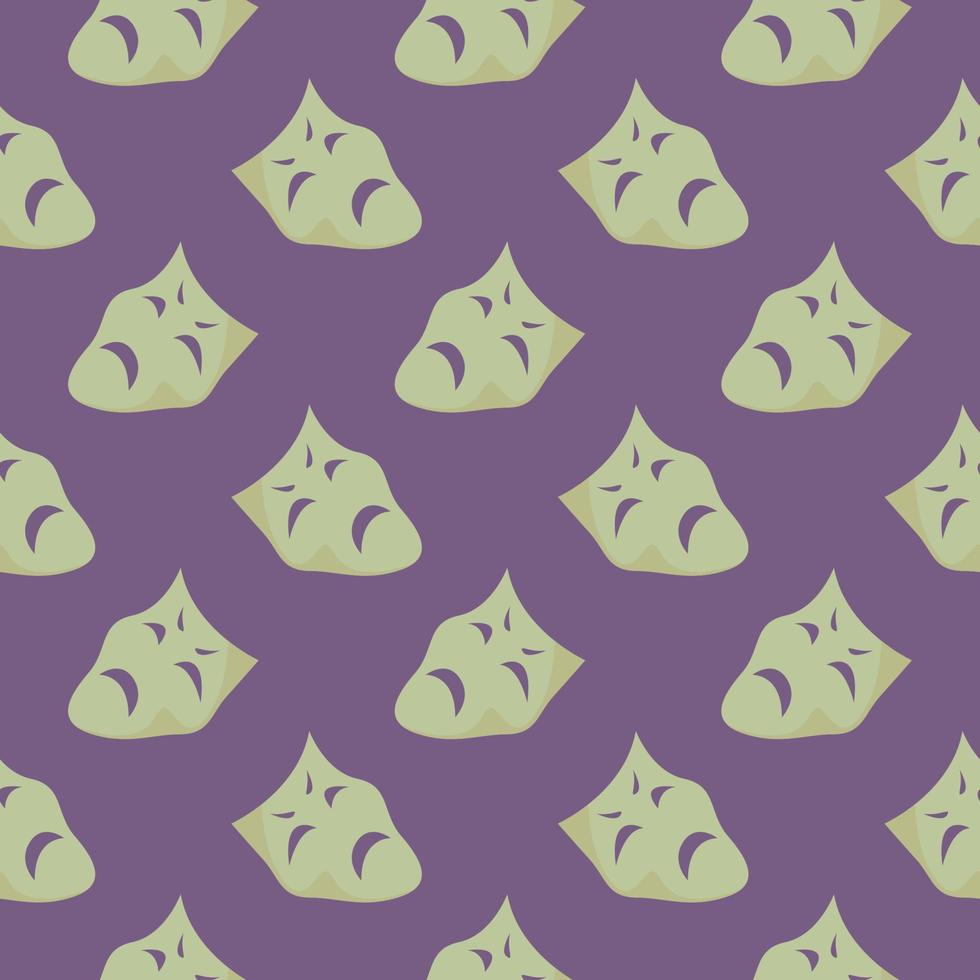 Theatermasken, nahtloses Muster auf violettem Hintergrund. vektor