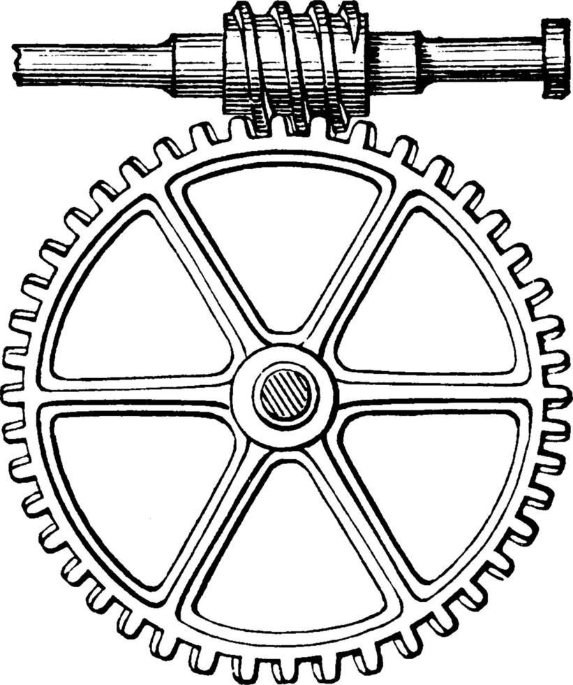 ändlös skruva och hjul, årgång illustration. vektor