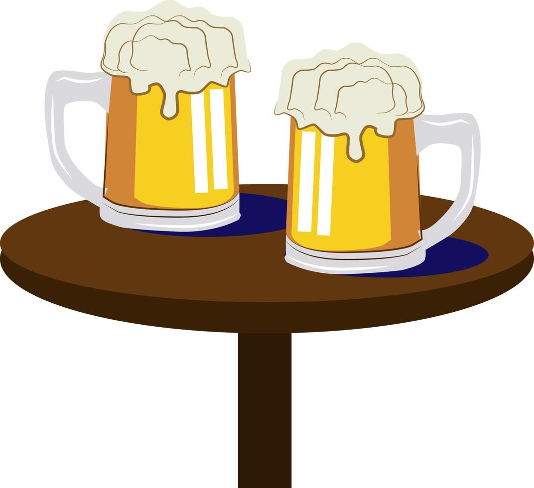 öl på tabell, illustration, vektor på vit bakgrund.