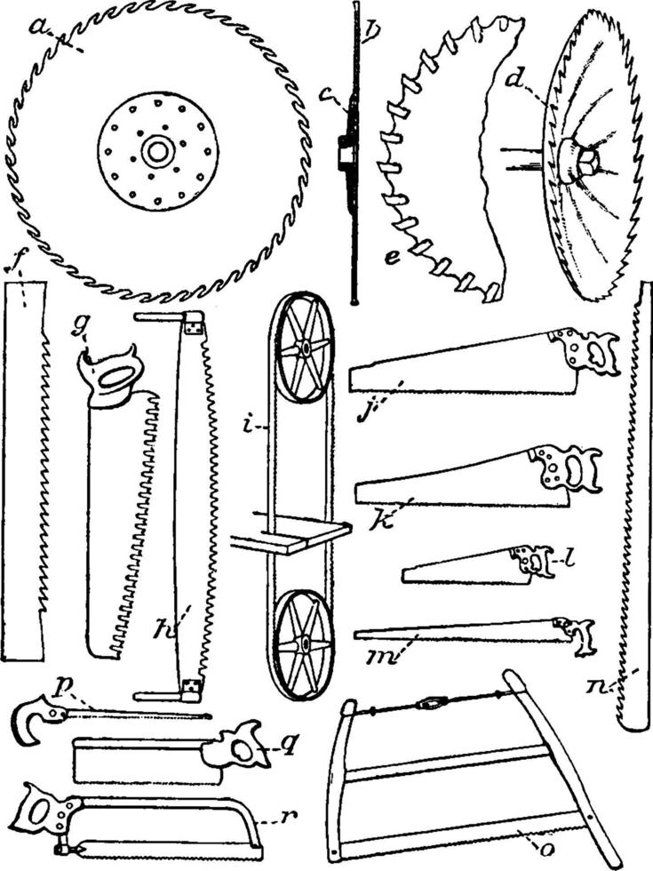 samling av sågar, årgång illustration vektor