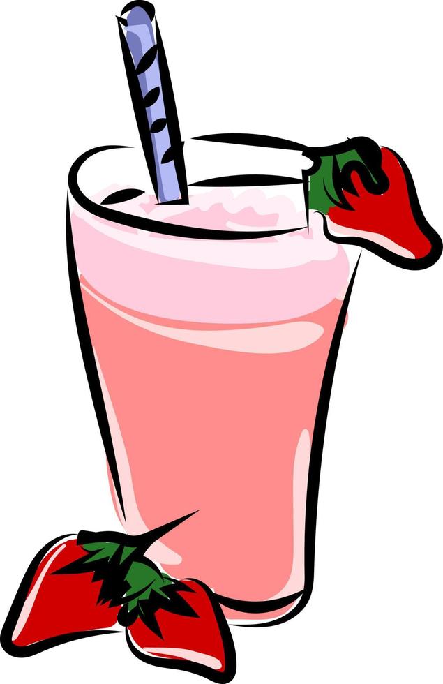 jordgubb cocktail, illustration, vektor på vit bakgrund.