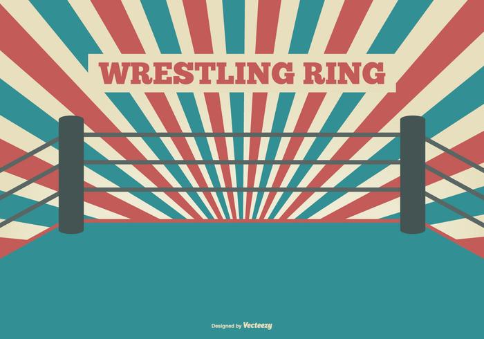 Flach Art Wrestling Ring Illustration vektor