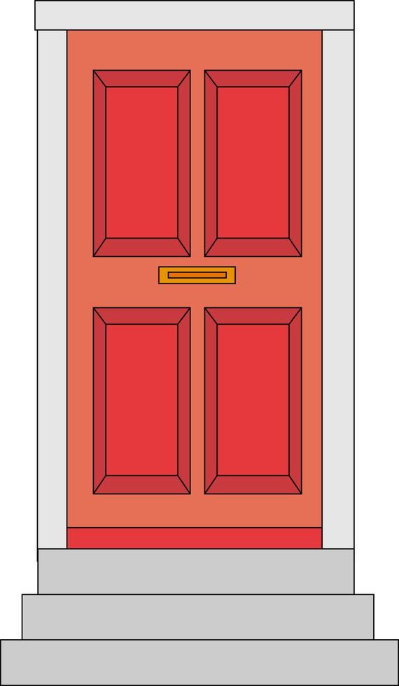rote Tür, Illustration, Vektor auf weißem Hintergrund.
