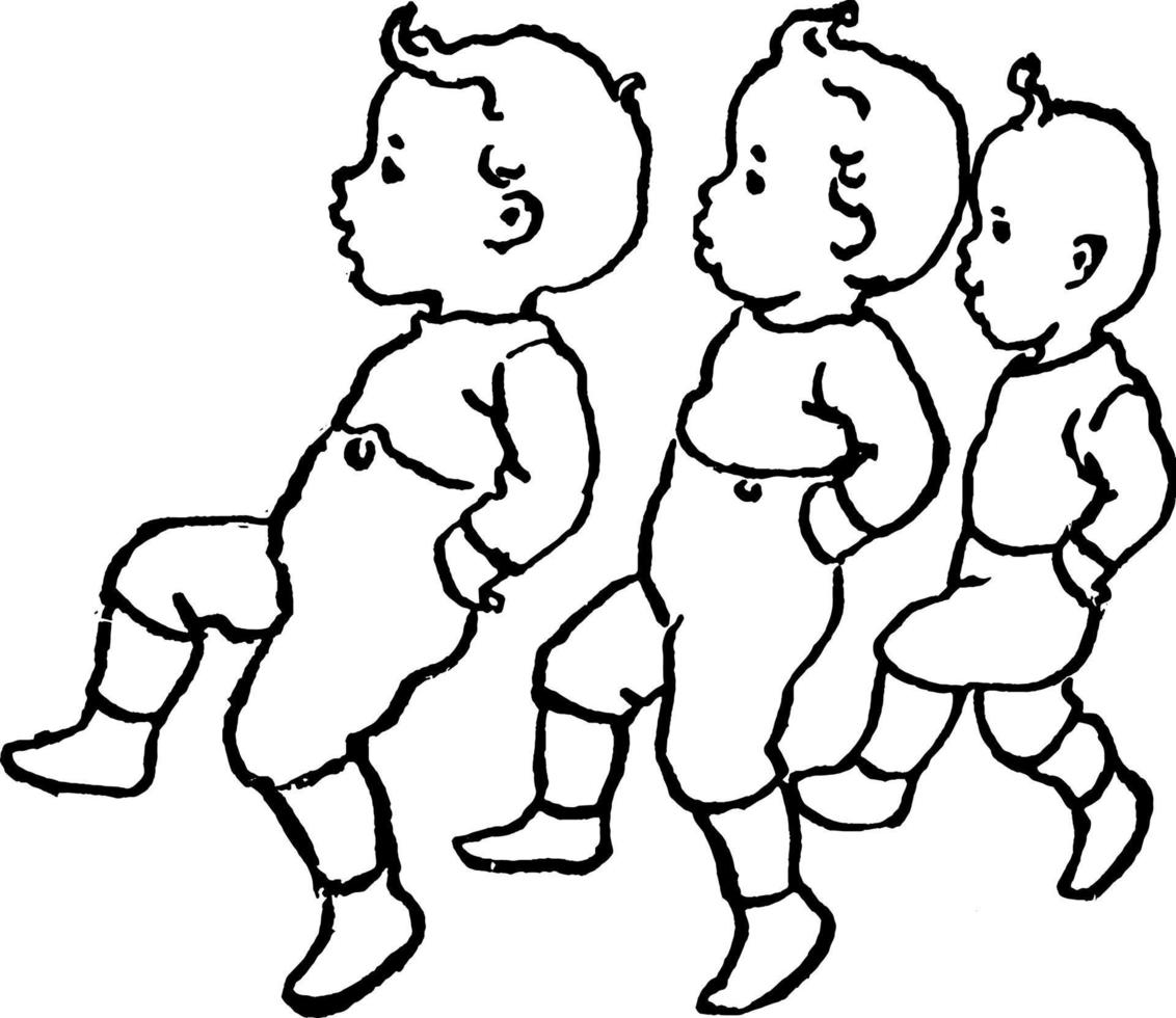 Gruppe von Kindern, Vintage-Illustration. vektor