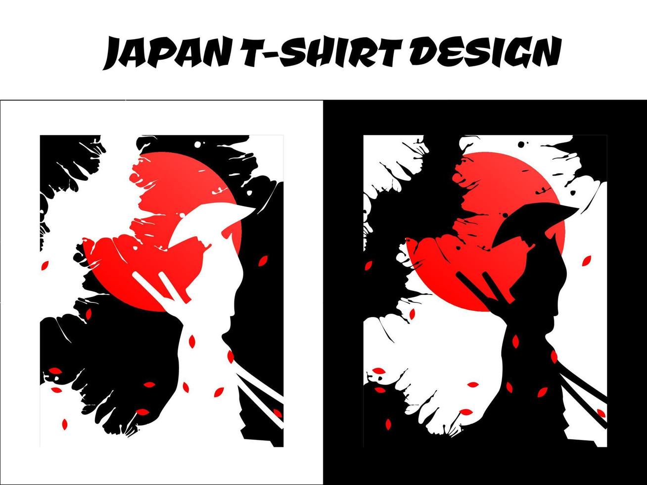 japansk t-shirt design, silhuett japan samuraj vektor för design t skjorta begrepp, manlig samuraj vektor illustration, silhuett samuraj