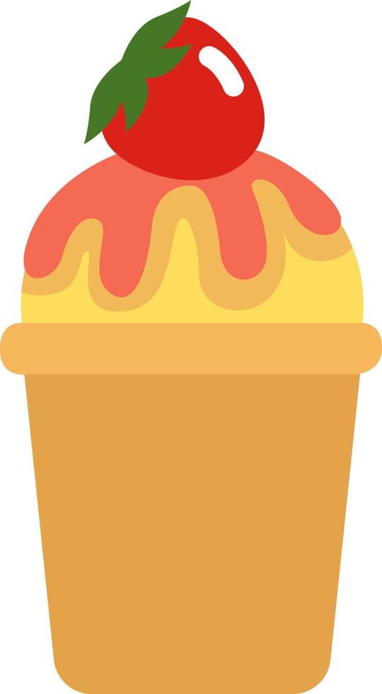 gul is grädde i en kopp, ikon illustration, vektor på vit bakgrund