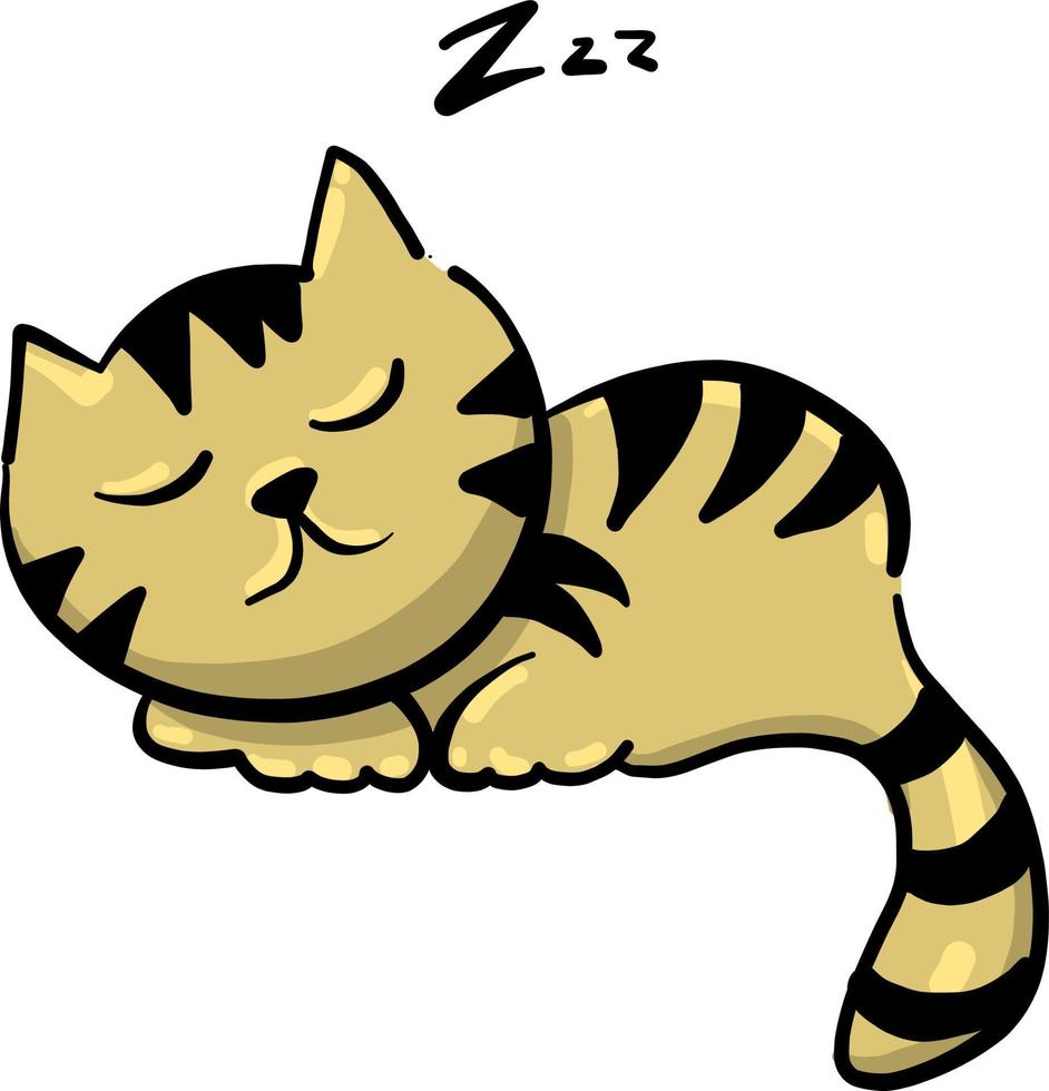 sömnig katt, illustration, vektor på vit bakgrund