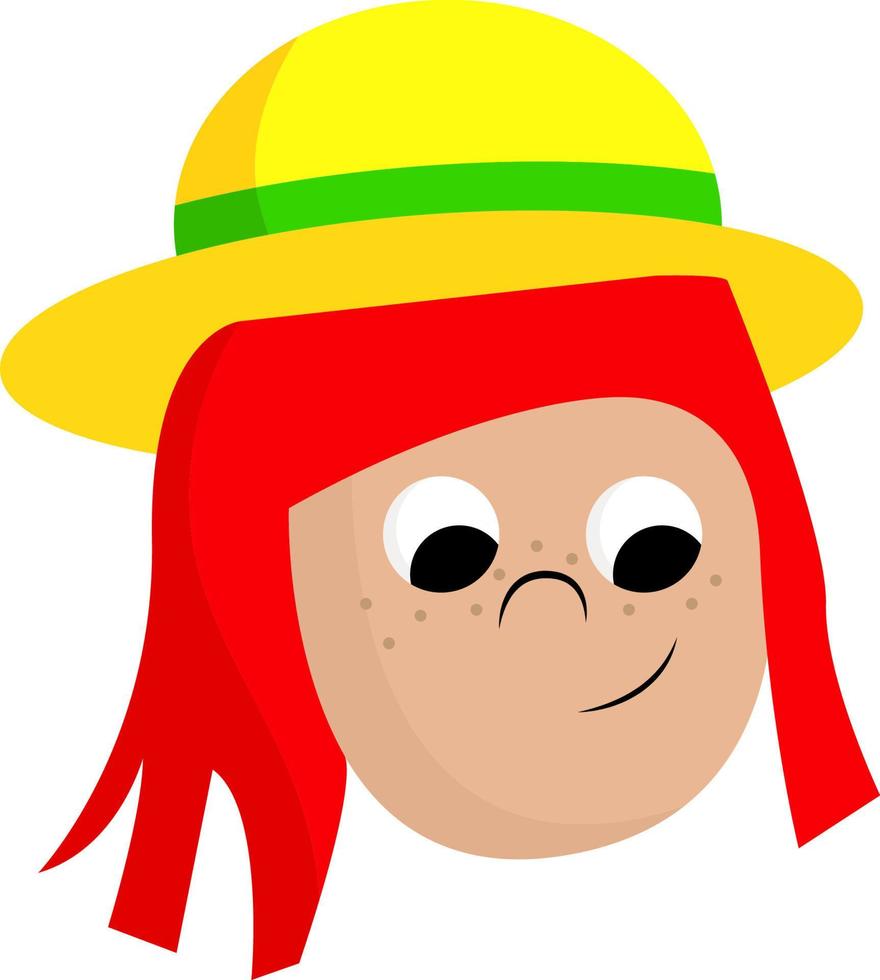 ein Mädchen mit gelbem Hut, Vektor- oder Farbillustration. vektor