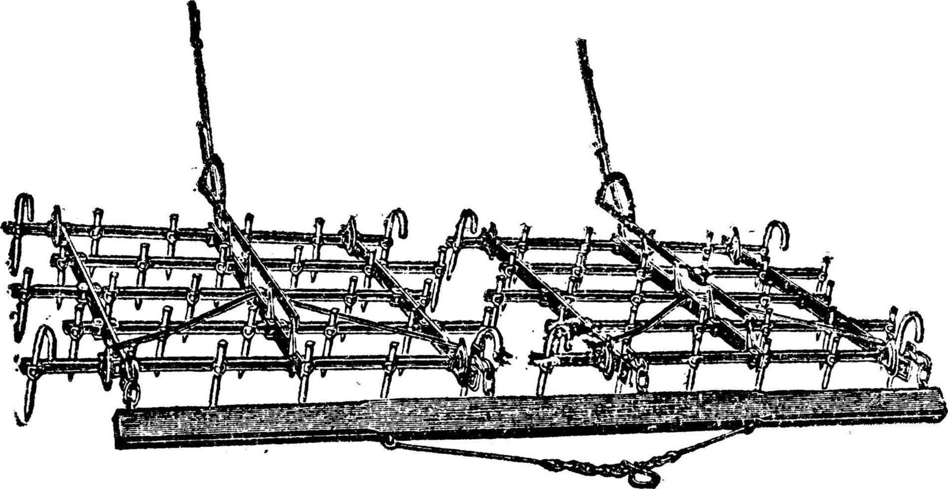 tandad harv, årgång illustration. vektor