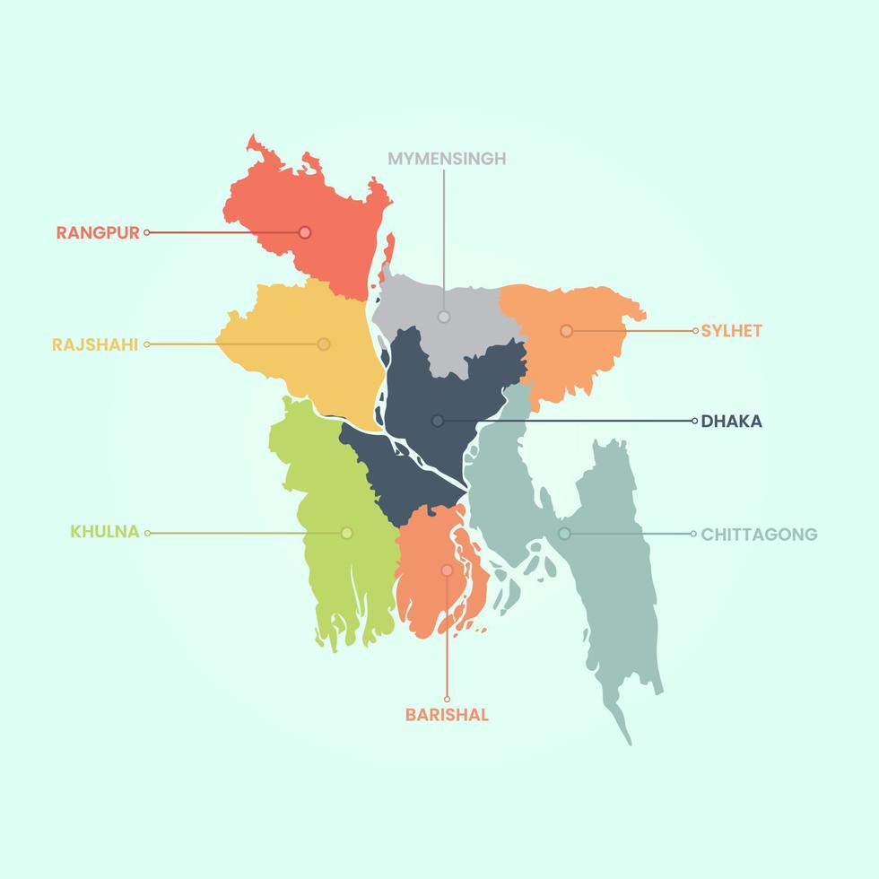 Moderne detaillierte Karteninfografik von Bangladesch vektor