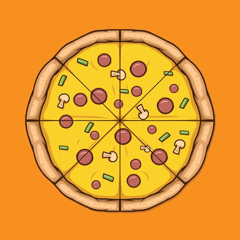 Pizzavektorillustration, Lebensmitteldesign vektor