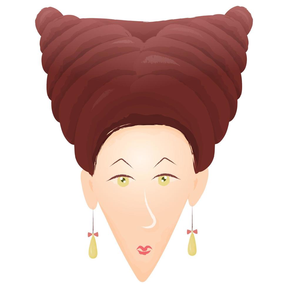ansikte vattenfärg effekt kvinna med hög frisyr vektor