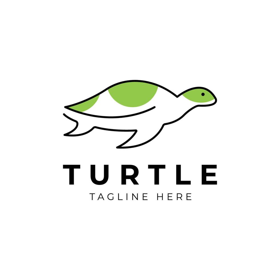 enkel linje konst sköldpadda logotyp mall vektor