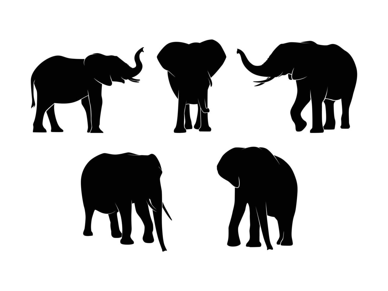 Satz von Elefanten-Silhouette isoliert auf weißem Hintergrund - Vektor-Illustration vektor