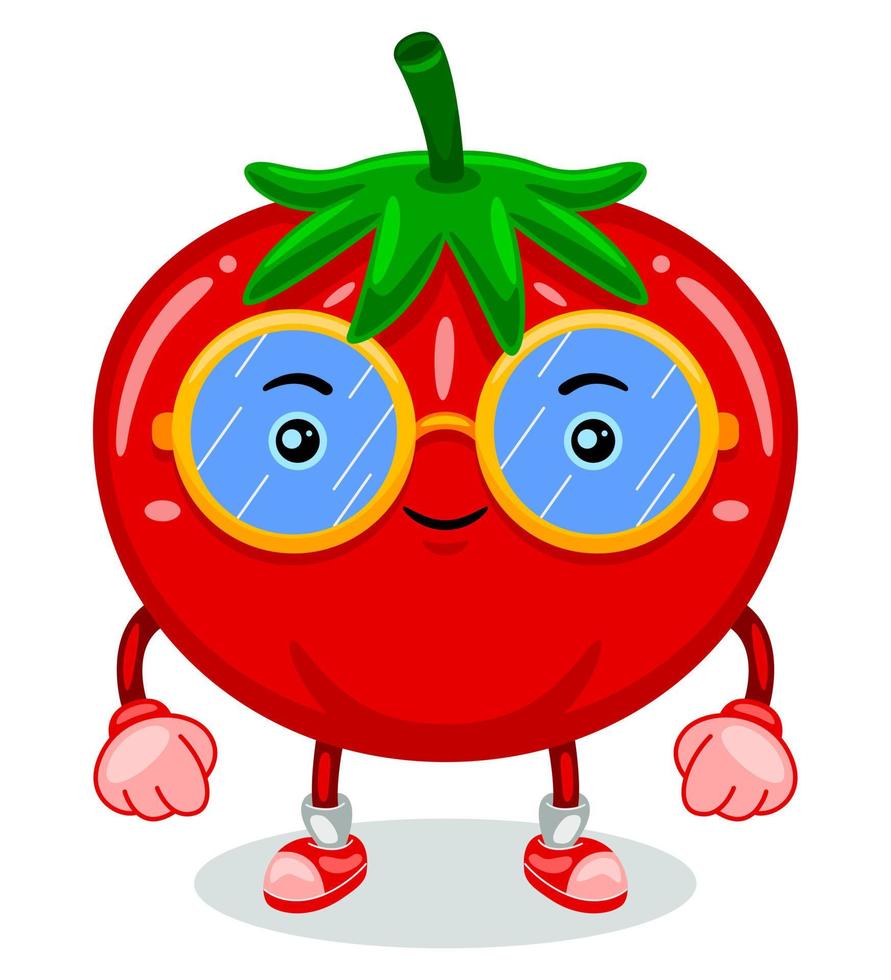 niedliche Tomaten-Maskottchen-Charakter-Vektor-Illustration vektor
