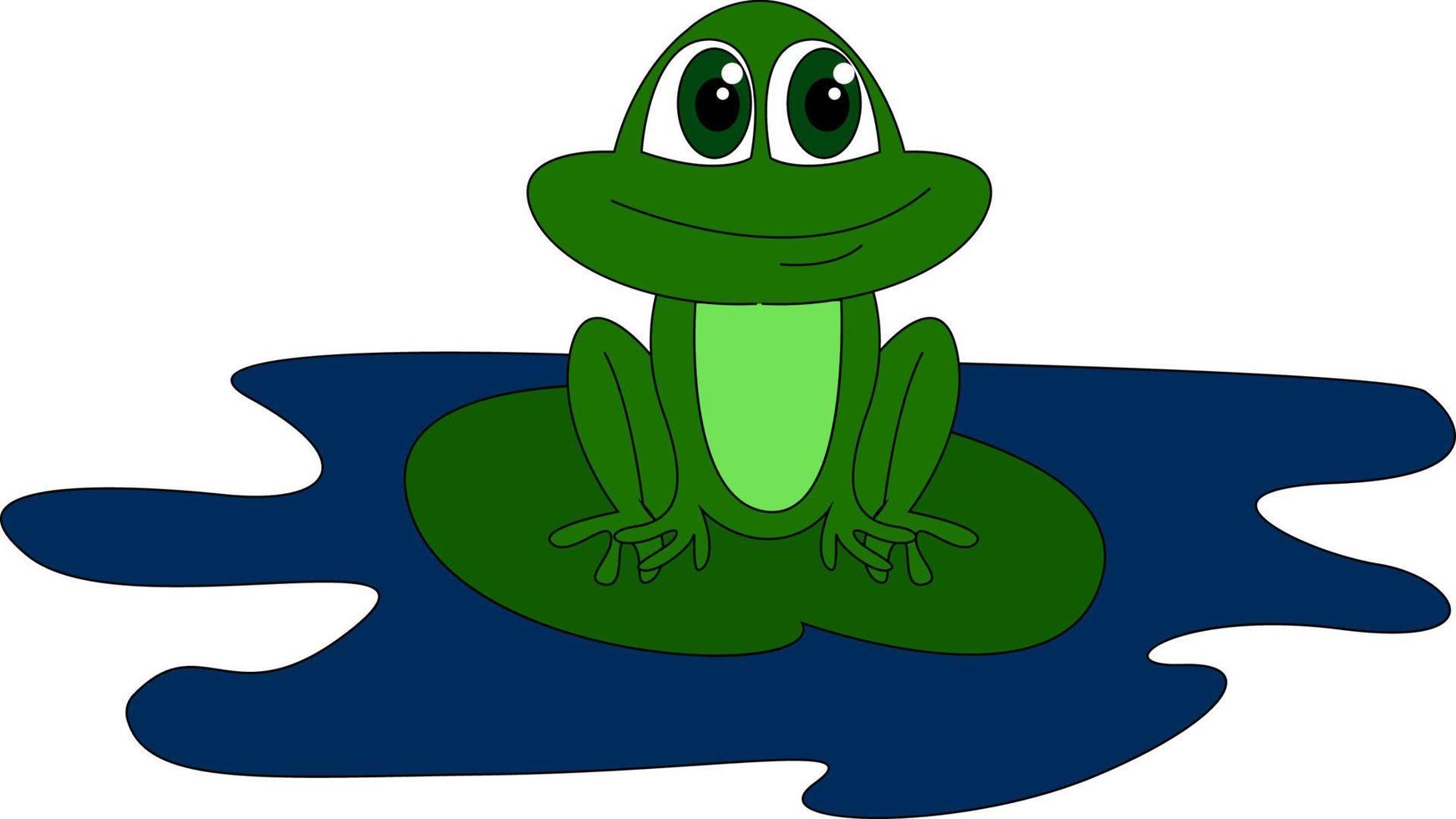 süßer grüner Frosch, Illustration, Vektor auf weißem Hintergrund